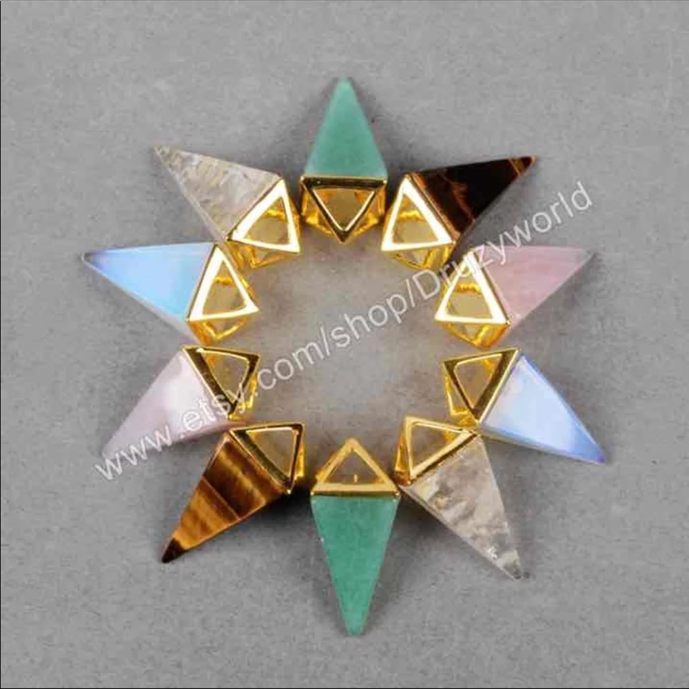 Pretty crystal quartz gold prism necklace